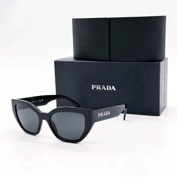 NEW PRADA SPR A09 1AB5S0 WOMEN SUNGLASSES PRA09S 1AB5S0 BLACK CAT EYE PR A09S
